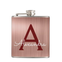 Rosa ros Guld - Burgundy Metallic Monogram Namn