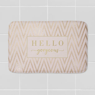 Rosa ros Guld Chevron Hej Gorgous Bath Mat Badrumsmatta