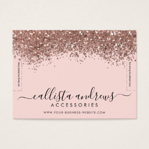 Rosa ros Guld Confetti Glitter Bracelet Visning Visitkort