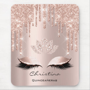 Rosa ros Guld Drip Sparkly Lotus Namn Musmatta