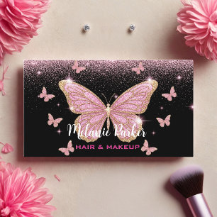 Rosa ros Guld Elegant Glitter Butterfly Visitkort