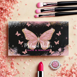 Rosa ros Guld Elegant Glitter Butterfly Visitkort
