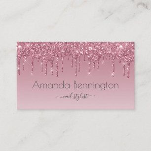 Rosa ros Guld Faux Glitter med öppen Logotyp Visitkort