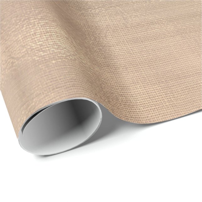 Rosa ros Guld Faux Sepia Linen Mesh Metallic Presentpapper (Rullad Hörn)