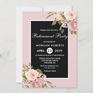Rosa ros Guld Flower Pension Party Inbjudan