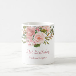 Rosa ros Guld Flowers 21:a födelsedag Party Gift Kaffemugg
