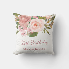 Rosa ros Guld Flowers 21:a födelsedag Party Gift Kudde
