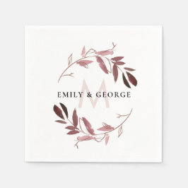 ROSA ROS GULD FOLIAGE WREATH MONOGRAM BRÖLLOP PAPPERSSERVETT