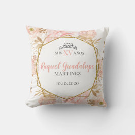 Rosa ros & Guld Geometric Glitter Mis XV Pillow Kudde