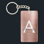 Rosa ros Guld Girly och Chic Monogram<br><div class="desc">Nyckelkedjan för Elegant av rostfritt stål i rosa ros Faux Brushed Metall. Dessa nyckelkedjor kan anpassas så att de omfattar ditt första och första namn och är en perfekt Bröllop möhippa,  bachelorette-fest eller födelsedagsfest. Om du behöver ytterligare matchande artiklar kontaktar du designern.</div>