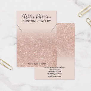 Rosa ros guld glitter chic halsband visning visitkort