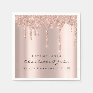 Rosa ros Guld Glitter Drives Spark Bröllop Möhippa Pappersservett