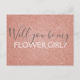 Rosa ros Guld Glitter & Gnistra Flower Girl Inbjudan Vykort