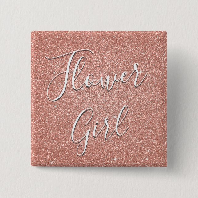 Rosa ros Guld Glitter & Gnistra Flower Girl Knapp (Framsida)