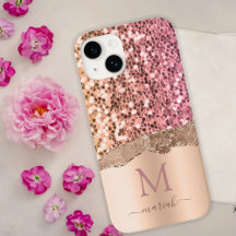 Rosa ros Guld - Glitter Initialer - Modern Monogra
