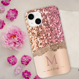 Rosa ros Guld - Glitter Initialer - Modern Monogra