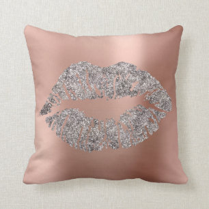 Rosa ros Guld  Glitter Kiss Grått Metallic Kudde