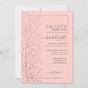 Rosa ros Guld Glitter Konfetti Side Bachelorette Inbjudningar