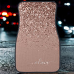 Rosa ros Guld Glitter Monogram Namn Car Flo Bilmatta<br><div class="desc">Ro Guld -  Rosa Faux Glitter Gnistra Elegant Girly Monogrammed Bilmatta. Dessa anpassade bilmattor i klassen och personligen Monogram kan uppdateras med ditt namn och initialt.</div>
