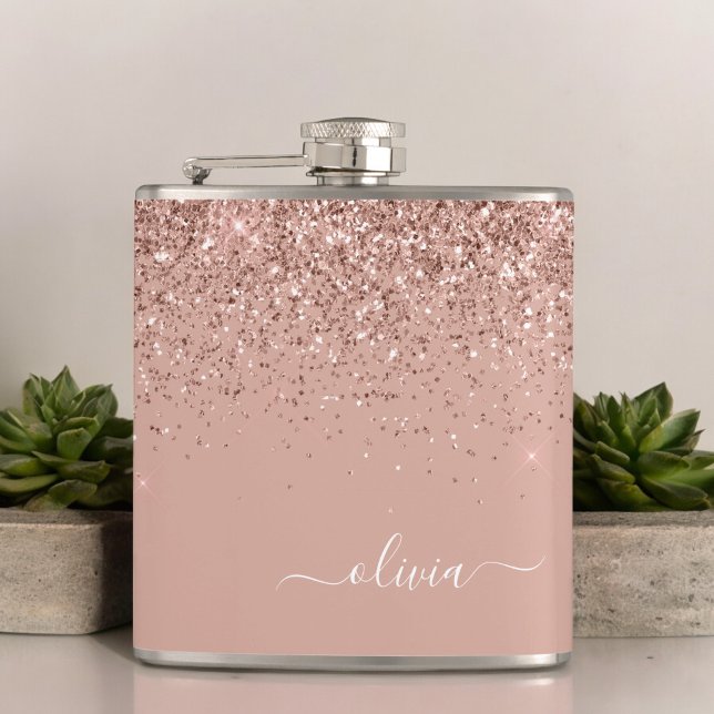  Rosa ros Guld Glitter Monogram Namn Fickplunta (Skapare uppladdad)