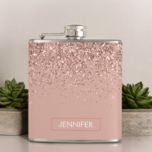 Rosa ros Guld Glitter Monogram Namn