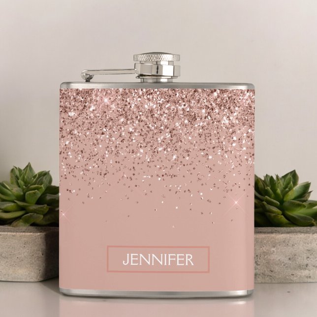  Rosa ros Guld Glitter Monogram Namn Fickplunta (Skapare uppladdad)