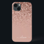 Rosa ros Guld Glitter Monogram Namn-Fodral-Morsa<br><div class="desc">Ro Guld -  Rosa Faux-Gnistran och Dripping Glitter Brushed Metall Monogram Namn och Initial Mobil. Det gör perfekten söt 16-årsjubileum,  bröllop,  möhippa,  årsdag,  babydusch eller bachelorette-fest för någon som glam lyxen och chic stilar i kärlek.</div>