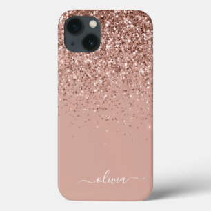  Rosa ros Guld Glitter Monogram Namn-Fodral-Morsa