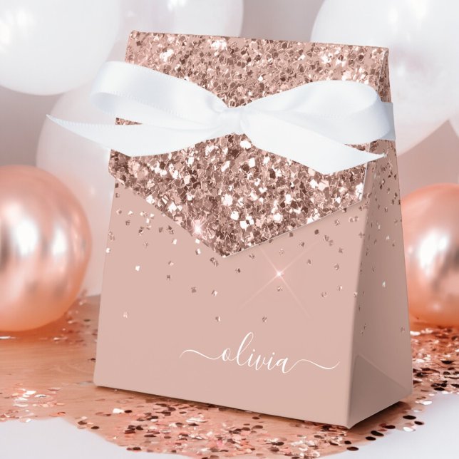  Rosa ros Guld Glitter Monogram Namn Presentaskar (Skapare uppladdad)