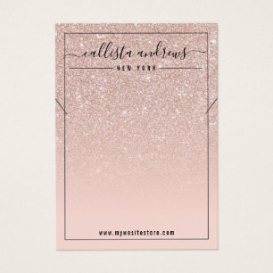  Rosa ros Guld Glitter Necklace Visning Card Visitkort