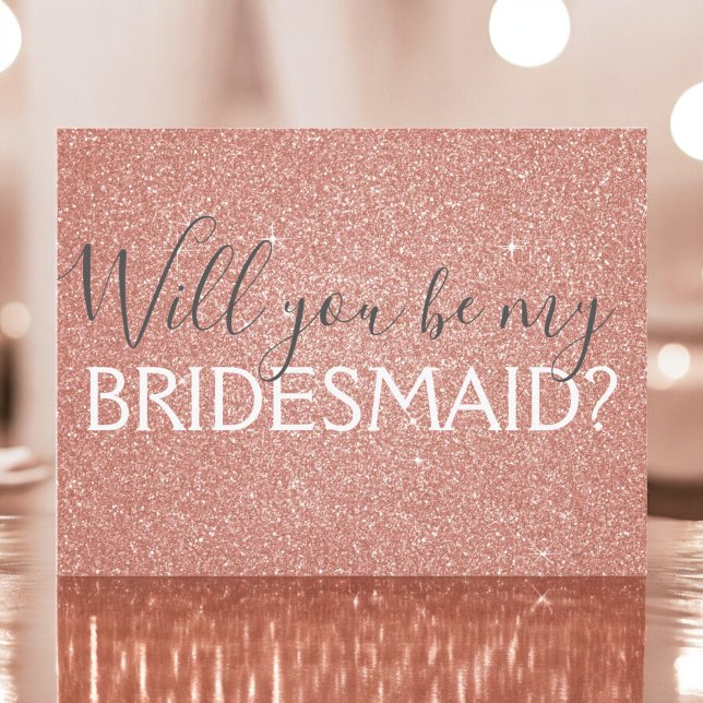 Rosa ros Guld Glitter och Gnistra Bridesmaid Inbjudan Vykort (Skapare uppladdad)