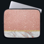 Rosa ros Guld Glitter och Gnistra Marble Laptop Fodral<br><div class="desc">Rosa ros Faux Glitter och Gnistra Elegant Marble Stone Sleeve.</div>