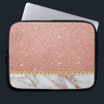 Rosa ros Guld Glitter och Gnistra Marble Laptop Fodral<br><div class="desc">Rosa ros Faux Glitter och Gnistra Elegant Marble Stone Sleeve.</div>
