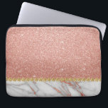 Rosa ros Guld Glitter och Gnistra Marble Laptop Sleeve<br><div class="desc">Rosa ros Faux Glitter och Gnistra Elegant Marble Stone Sleeve.</div>