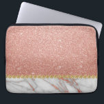 Rosa ros Guld Glitter och Gnistra Marble Laptop Sleeve<br><div class="desc">Rosa ros Faux Glitter och Gnistra Elegant Marble Stone Sleeve.</div>
