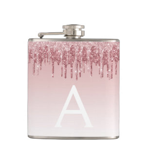 Rosa ros Guld Glitter och Gnistra Monogram Fickplunta