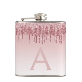 Rosa ros Guld Glitter och Gnistra Monogram Fickplunta