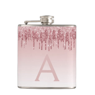 Rosa ros Guld Glitter och Gnistra Monogram Fickplunta