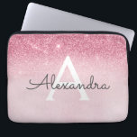 Rosa ros Guld Glitter och Gnistra Monogram Laptop Fodral<br><div class="desc">Rosa ros Faux Glitter och Gnistra Modern och Elegant Monogram Fodral. Fodral kan anpassas så att det omfattar ditt första och första namn.</div>