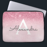 Rosa ros Guld Glitter och Gnistra Monogram Laptop Fodral<br><div class="desc">Rosa ros Faux Glitter och Gnistra Modern och Elegant Monogram Fodral. Fodral kan anpassas så att det omfattar ditt första och första namn.</div>