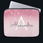 Rosa ros Guld Glitter och Gnistra Monogram Laptop Fodral<br><div class="desc">Rosa - Ro Guld Ombre Faux Glitter och Gnistra Modern och Elegant Monogram Fodral. Fodral kan anpassas så att det omfattar ditt första och första namn.</div>