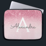 Rosa ros Guld Glitter och Gnistra Monogram Laptop Fodral<br><div class="desc">Rosa - Ro Guld Ombre Faux Glitter och Gnistra Modern och Elegant Monogram Fodral. Fodral kan anpassas så att det omfattar ditt första och första namn.</div>