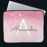 Rosa ros Guld Glitter och Gnistra Monogram Laptop Fodral<br><div class="desc">Rosa - Ro Guld Ombre Faux Glitter och Gnistra Modern och Elegant Monogram Fodral. Fodral kan anpassas så att det omfattar ditt första och första namn.</div>