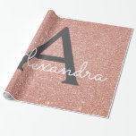 Rosa ros Guld Glitter och Gnistra Monogram Presentpapper<br><div class="desc">Rosa ros Guld och Grått (grått) Faux Glitter och Gnistra Elegant Gift Wrapping Papper. Den här presentförpackningens pappra kan anpassas så att den omfattar ditt första och första namn för en gåva till paket för en flickbarnskötare,  Möhippa,  Bachelorette Party eller Girl's Födelsedagsfest.</div>