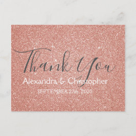 Rosa ros Guld Glitter och Gnistra Tack Vykort