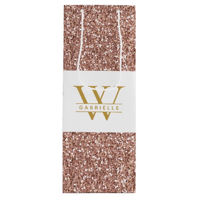 Rosa ros Guld Glitter och Namn-förmån (Framsidan)