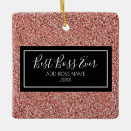 Rosa ros Guld Glitter:s bästa Chef någonsin Person Julgransprydnad Keramik
