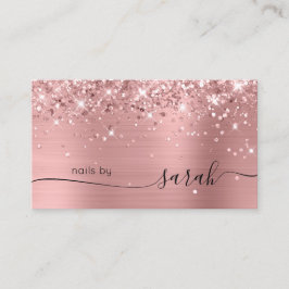 Rosa ros Guld Glittery Glam Snyggt Namnteckning Visitkort