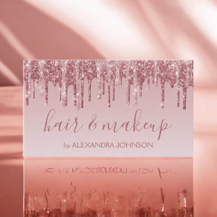 Rosa ros Guld Gnistra Glitter Hair Makeup Visitkort