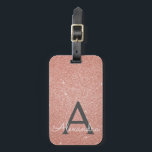 Rosa ros Guld Gnistra Glitter Monogram Namn Bagagebricka<br><div class="desc">Rosa - Ro Guld och Grått av kol (grått) Gnistra Glitter Monogram Namn och första resgodsmärkning. Den här väskan är perfekt för Back to school,  Arbete eller Att resa till en Födelsedagsfest,  Bröllop,  Bachelorette Party eller Möhippa.</div>